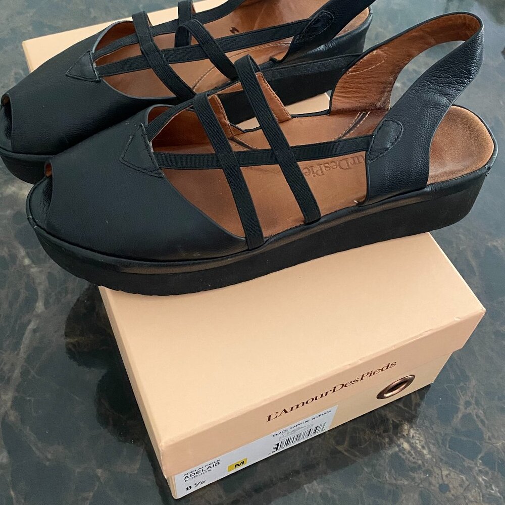 L'Amour Des Pieds Adelias Nubuck Platform Wedge Sandals Shoes